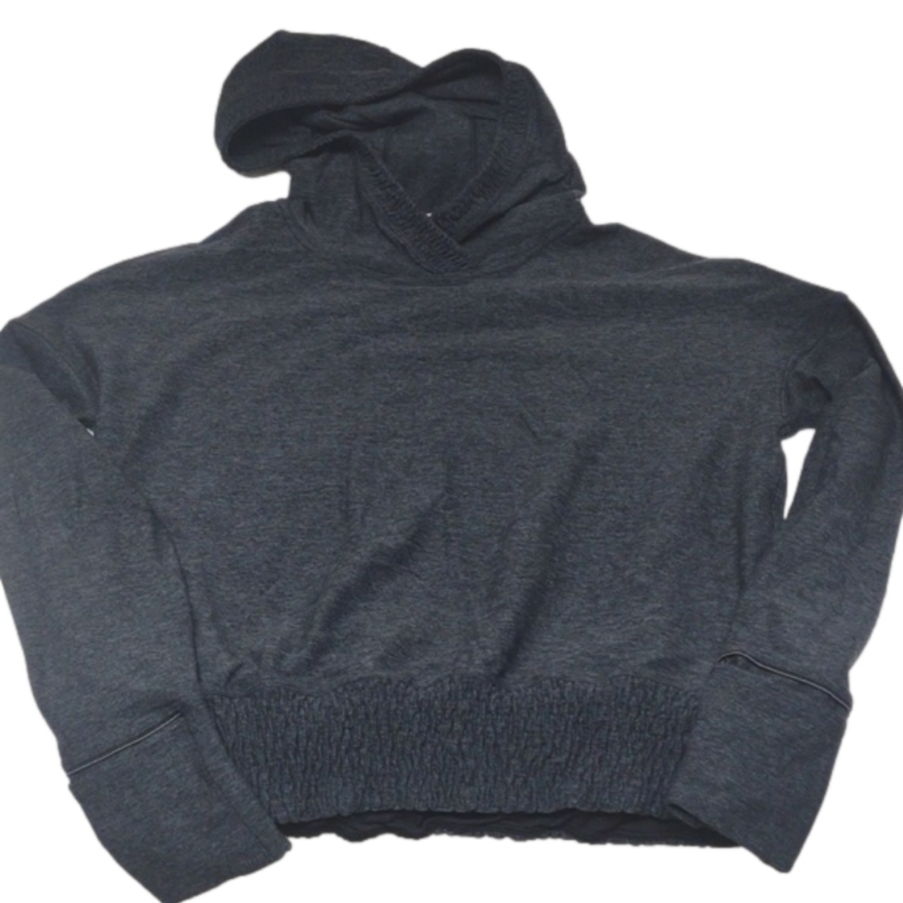 Lululemon athletica Gray ribbed hem pull over hoodie, size 4, like new